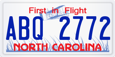NC license plate ABQ2772