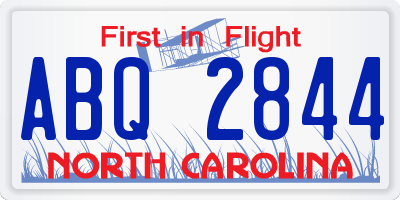 NC license plate ABQ2844