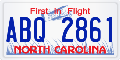 NC license plate ABQ2861
