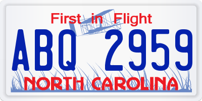NC license plate ABQ2959