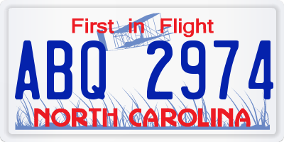NC license plate ABQ2974