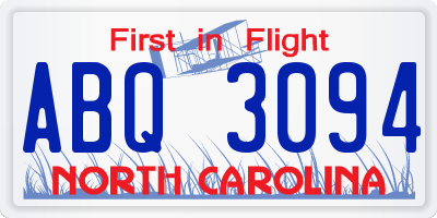 NC license plate ABQ3094
