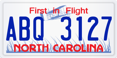 NC license plate ABQ3127