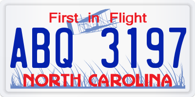 NC license plate ABQ3197