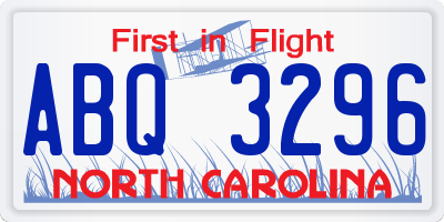 NC license plate ABQ3296
