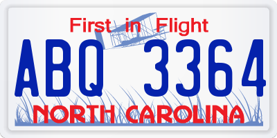 NC license plate ABQ3364