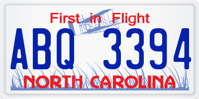 NC license plate ABQ3394