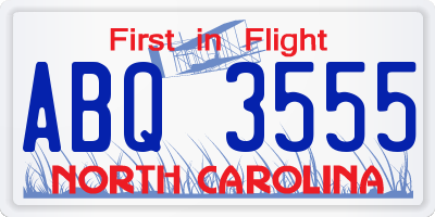 NC license plate ABQ3555
