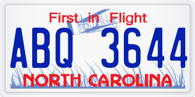 NC license plate ABQ3644