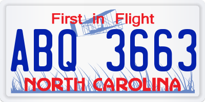NC license plate ABQ3663