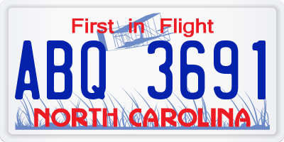 NC license plate ABQ3691