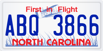 NC license plate ABQ3866