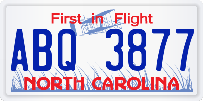 NC license plate ABQ3877