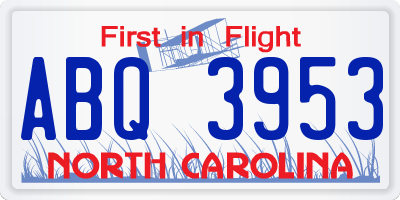 NC license plate ABQ3953