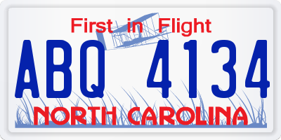 NC license plate ABQ4134