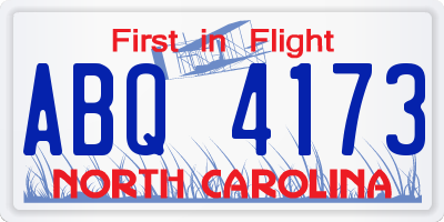 NC license plate ABQ4173