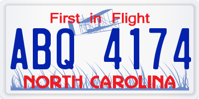 NC license plate ABQ4174