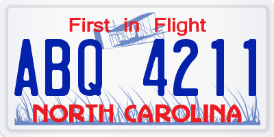 NC license plate ABQ4211