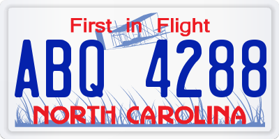 NC license plate ABQ4288