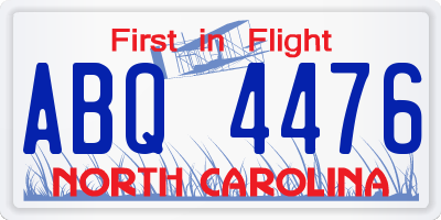NC license plate ABQ4476