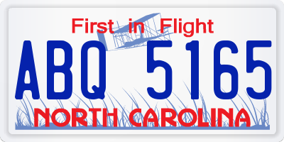 NC license plate ABQ5165