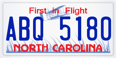 NC license plate ABQ5180
