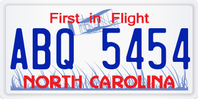 NC license plate ABQ5454