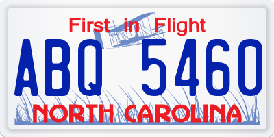 NC license plate ABQ5460