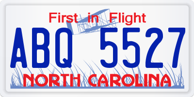 NC license plate ABQ5527