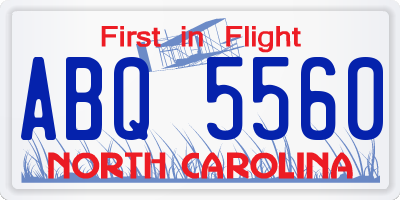 NC license plate ABQ5560