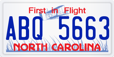 NC license plate ABQ5663
