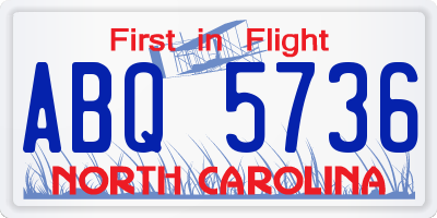 NC license plate ABQ5736
