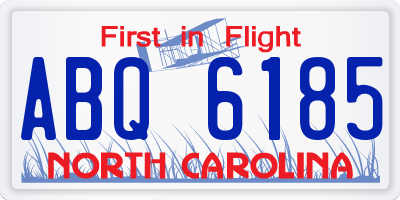 NC license plate ABQ6185