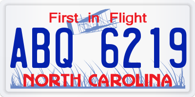 NC license plate ABQ6219