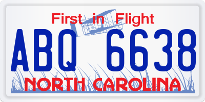 NC license plate ABQ6638