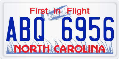 NC license plate ABQ6956