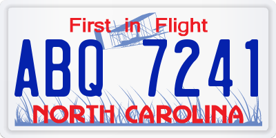 NC license plate ABQ7241