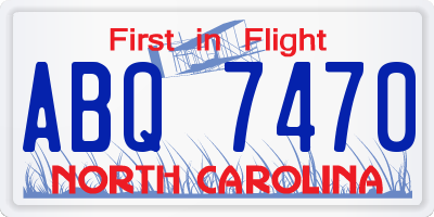 NC license plate ABQ7470