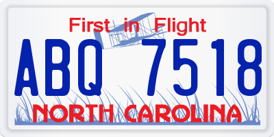 NC license plate ABQ7518