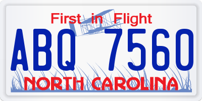 NC license plate ABQ7560