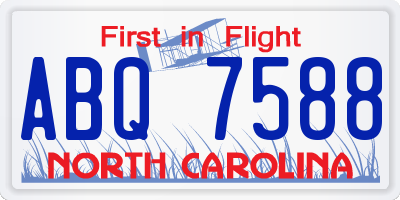 NC license plate ABQ7588