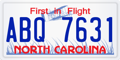 NC license plate ABQ7631