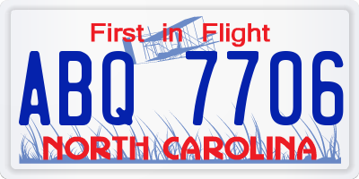 NC license plate ABQ7706