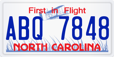NC license plate ABQ7848