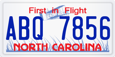 NC license plate ABQ7856
