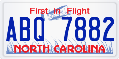 NC license plate ABQ7882