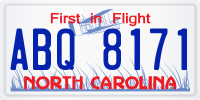 NC license plate ABQ8171