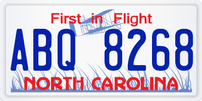 NC license plate ABQ8268