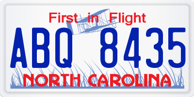 NC license plate ABQ8435