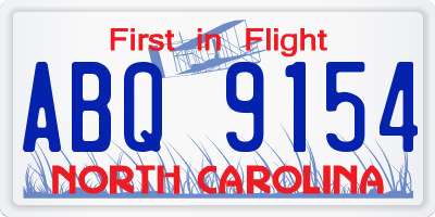 NC license plate ABQ9154